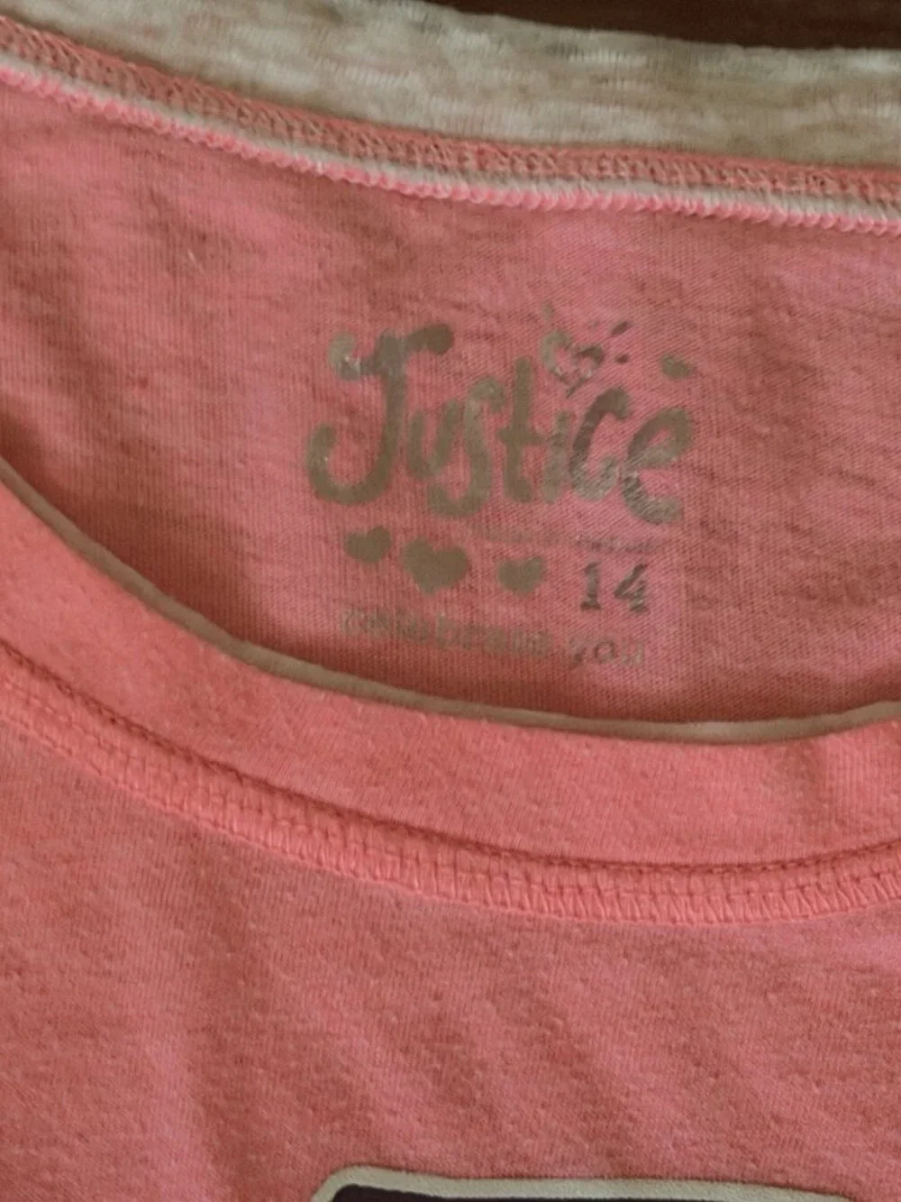 Girl’s Justice White Dog Cute Sweet Long Sleeve Double Shirt Size 14